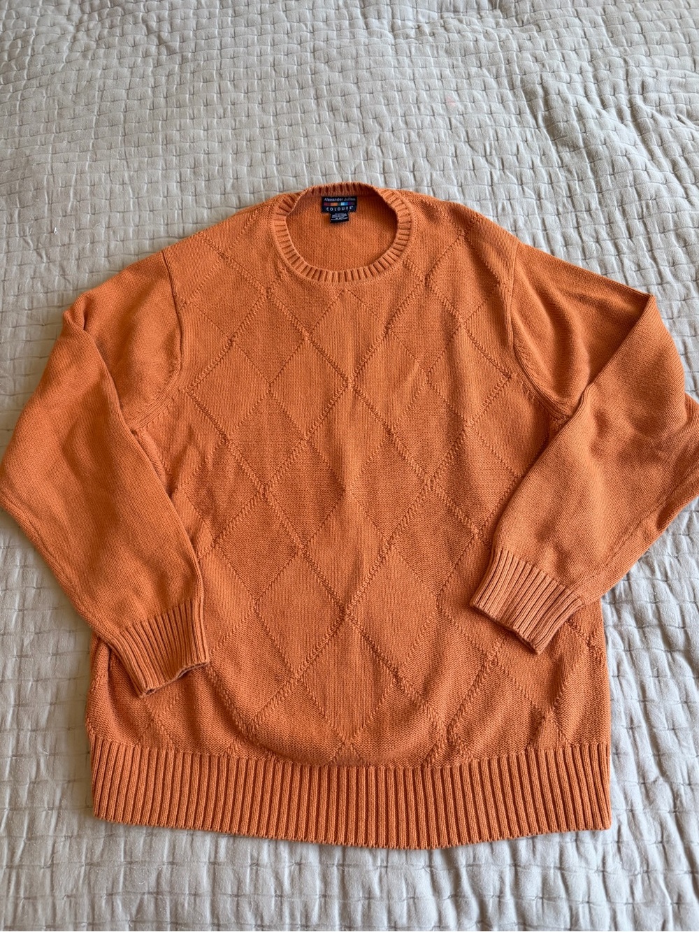 Vintage Alexander Julian Colours 100% Cotton Orange Sweater Size XL